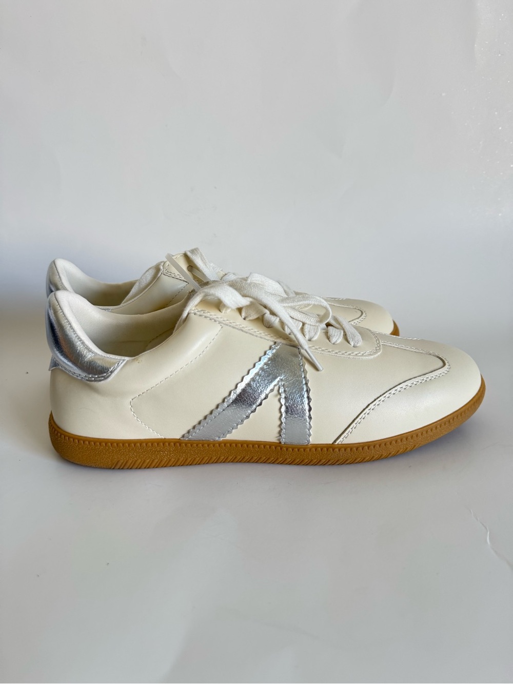 MIA White Sneakers with Silver Accent and Gum Sole